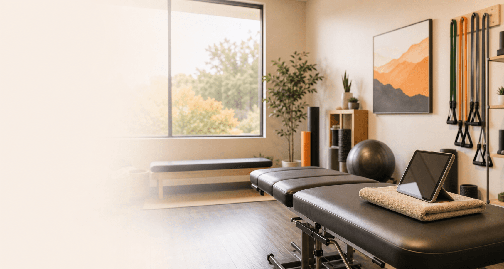 Modern chiropractic treatment and rehab room